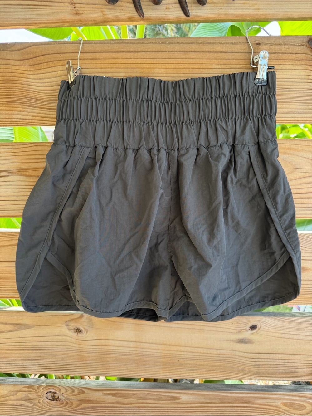 Zenana Outfitters Olive Green Smocked Waist Athletic Shorts